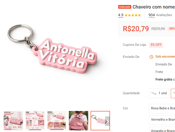 Produto impresso em 3D: Chaveiros
